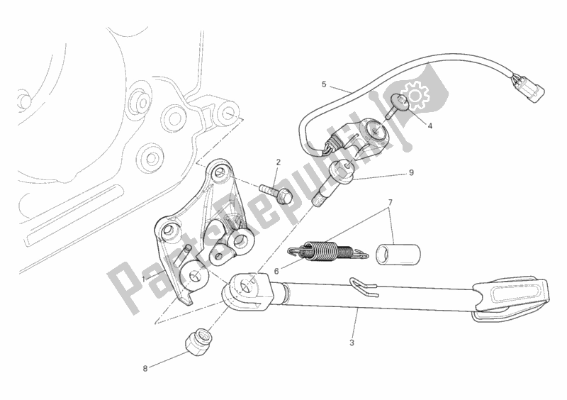 All parts for the Side Stand of the Ducati Multistrada 1200 ABS USA 2012